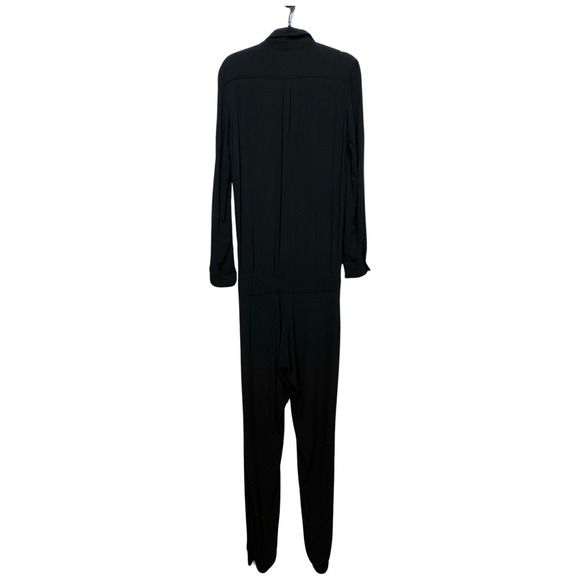 MONROW / Revolve - Small - Crepe Long Sleeve Jumpsuit in Black - Picture 8 of 13